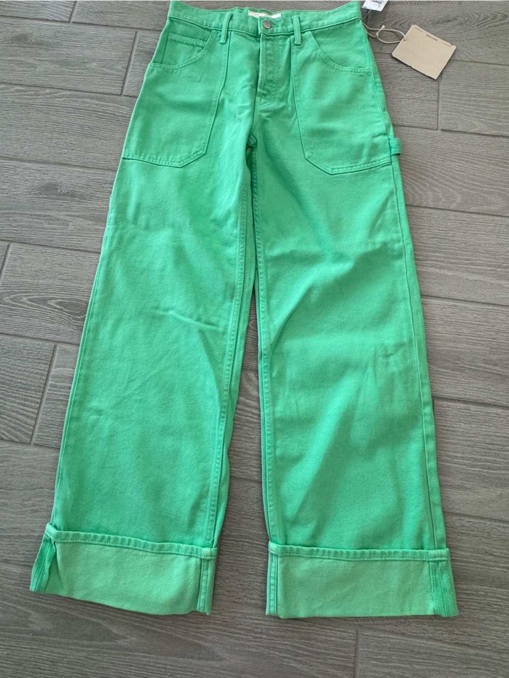 MOTHER SNACKS The Smoothie Carpenter Jeans in Summer Green Size 28 NWT - Picture 1 of 6